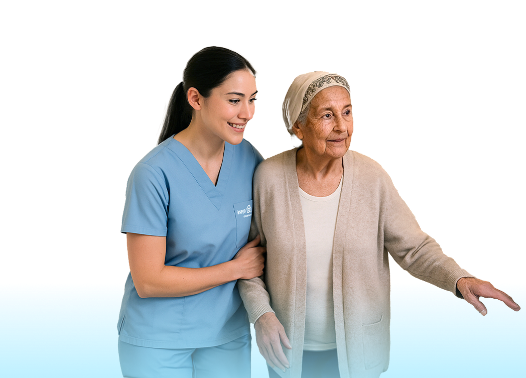 Soins à domicile pour personnes âgées avec accompagnement par une aide-soignante